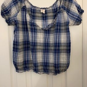 Cute Blue Plaid Girl Krazy Top